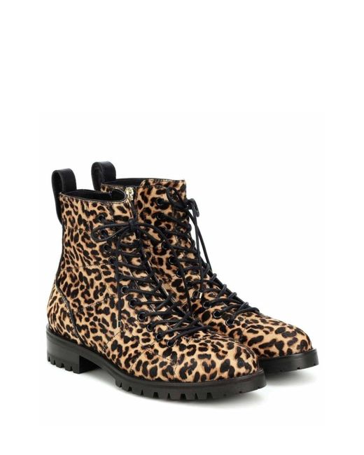 Jimmy Choo Brown Cruz Flat Calf-hair Ankle Boots