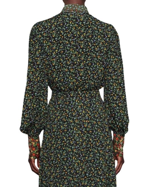 Gucci Green Liberty Floral Bow Detail Shirt