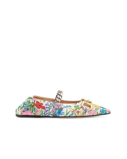 Gucci Blue Ken Scott Floral Ballerina Shoes