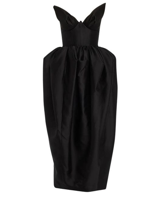 Zimmermann Black Matchmaker Silk And Wool Bustier Midi Dress
