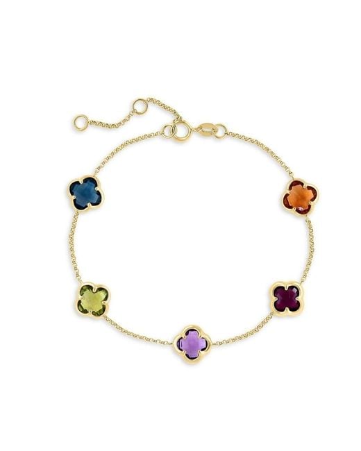 Effy Multicolor Multi Gemstone Clover Link Bracelet In 14k Gold