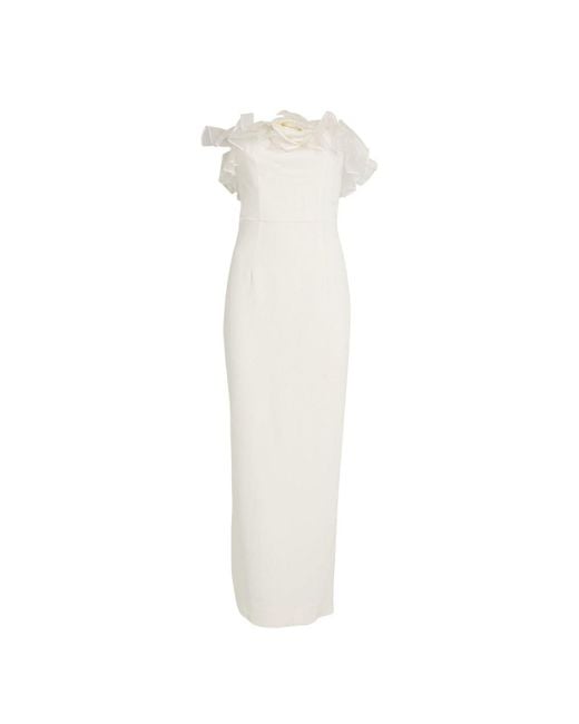 Alessandra Rich White Organza-trim Maxi Dress