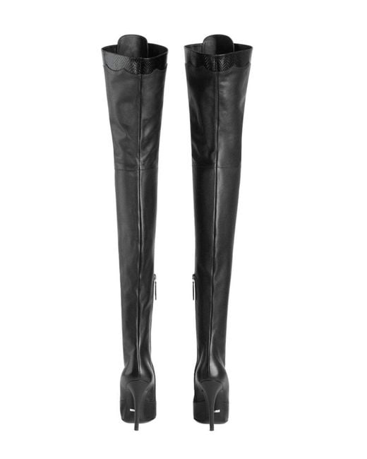 Gucci Black Harriet Leather Over The Knee Boots