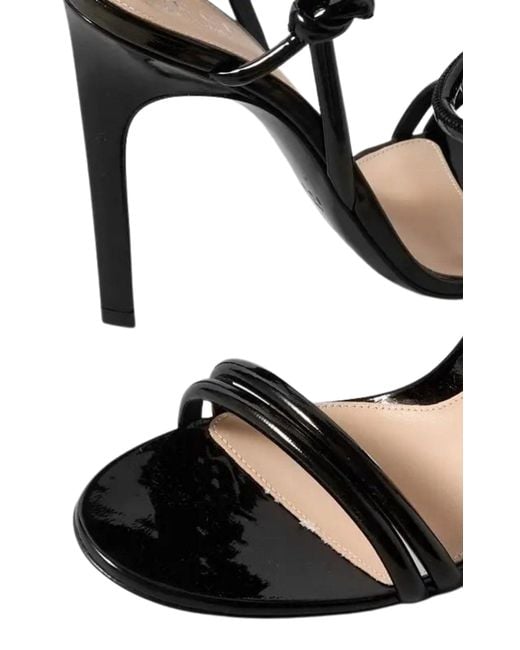 Gucci Black Strappy Patent Leather Sandals With Knot Detail