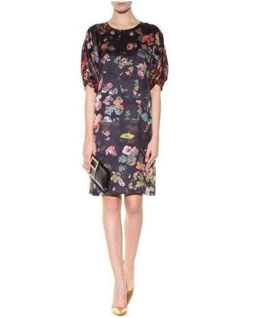Dries Van Noten Black Floral Print Dress