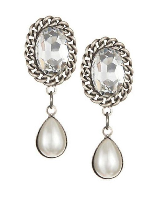 Alessandra Rich Metallic Pearl Drop Clip-on Earrings