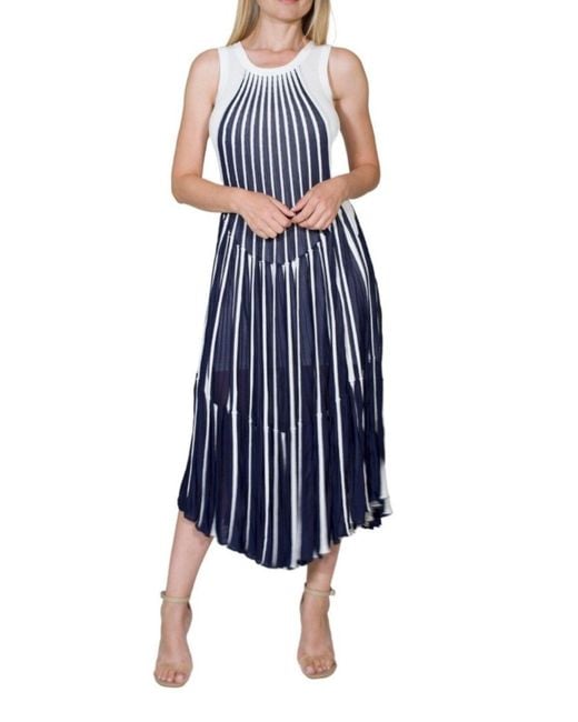 Chloé Blue Vertical Stripe Midi Dress