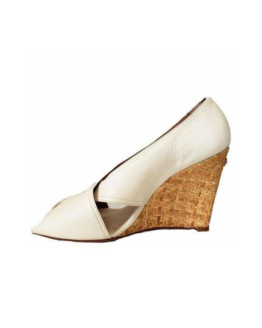 BCBGMAXAZRIA Raisa White Leather Wedge Sandal
