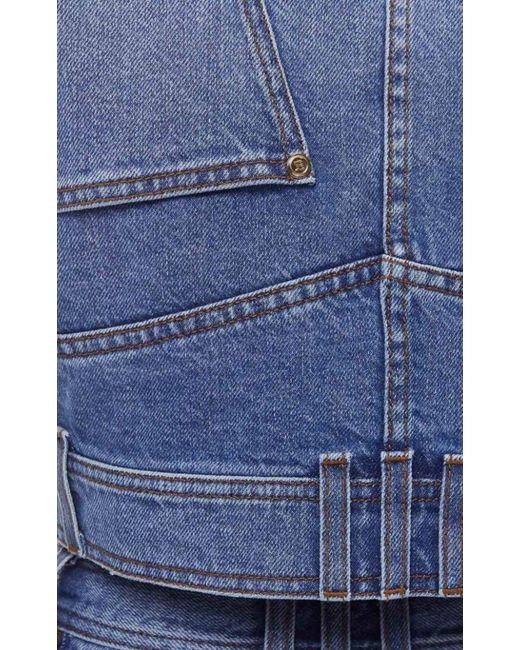 Balmain Blue Cropped Denim Jacket Fr 36 (us 4)