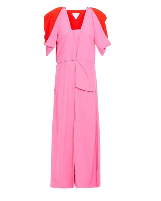 Bottega Veneta Pink Midi Puff Sleeves Midi Dress It 40 (us 4)