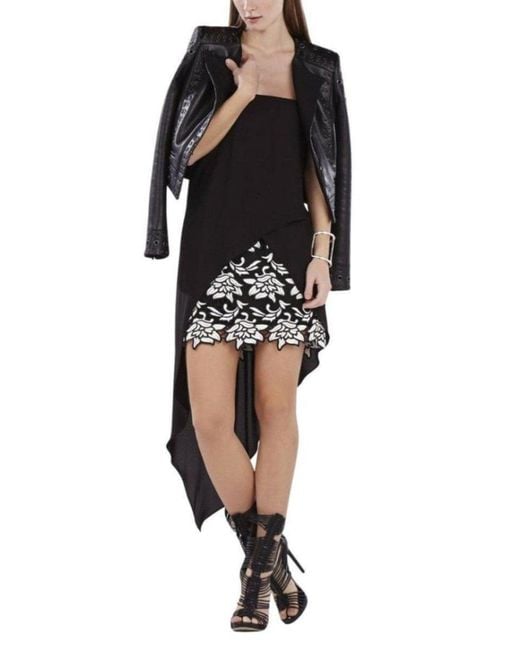 BCBGMAXAZRIA Black Krystin Strapless Asymmetrical Hem Dress