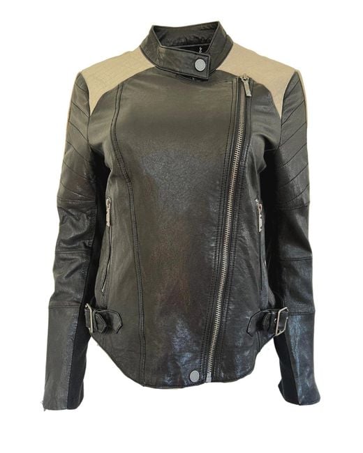 BCBGMAXAZRIA Gray Moto Leather Jacket