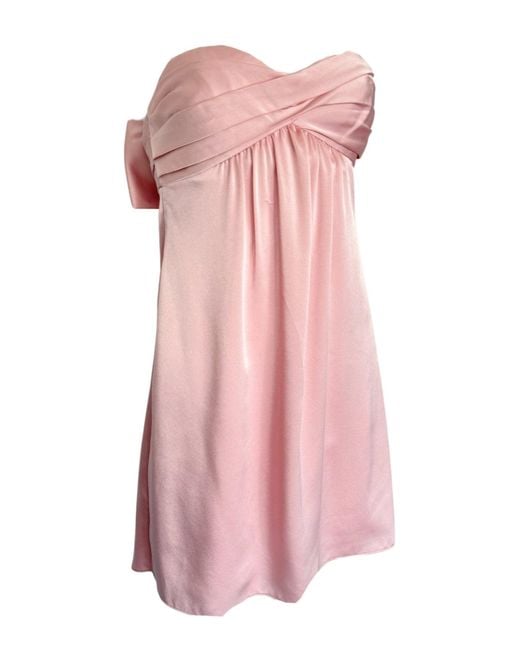 BCBGMAXAZRIA Pink Bow Satin Mini Dress