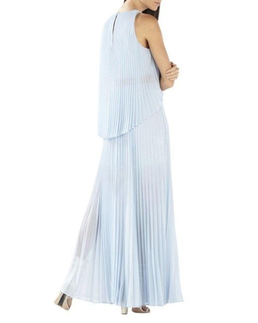 BCBGMAXAZRIA Blue Shaina Sleeveless Pleated Midi Dress