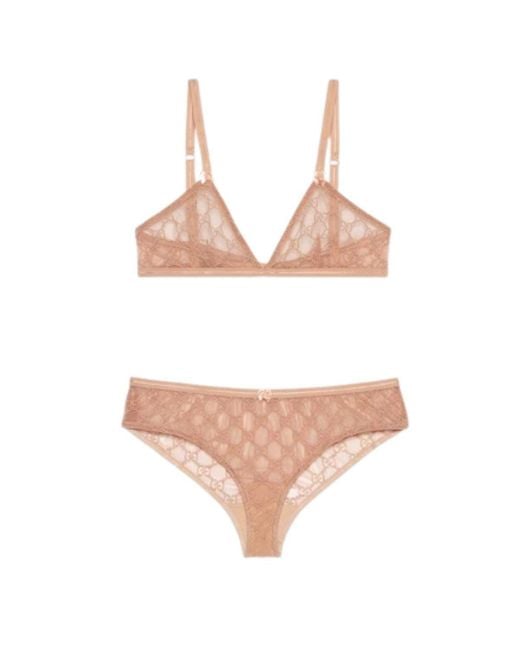 Gucci Multicolor GG All Over Embroidered Tulle Lingerie Set