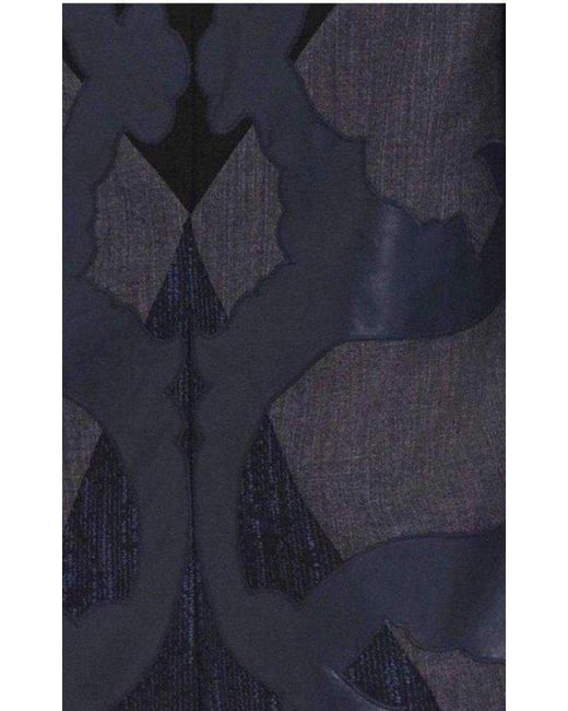 BCBGMAXAZRIA Runway Blue Faux Leather Patch Luella Tunic Dress