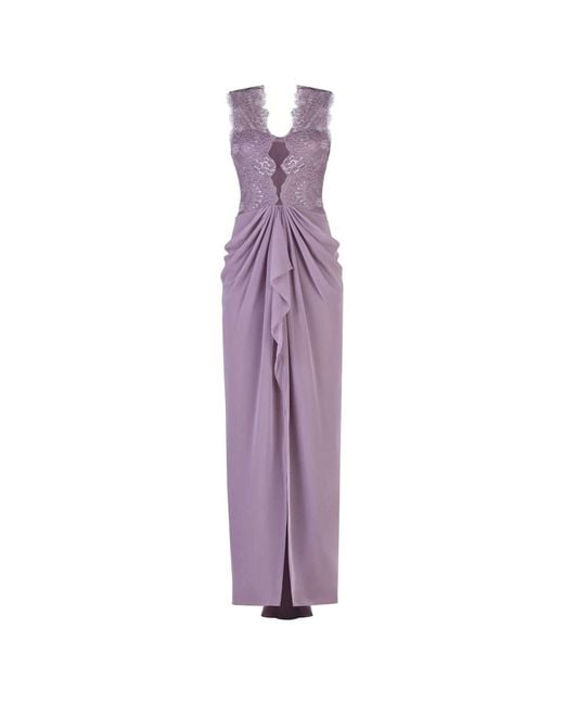 BCBGMAXAZRIA Purple Bcbg Maxazria Brandy Sleeveless Lace Bodice Gown Iqi65a92