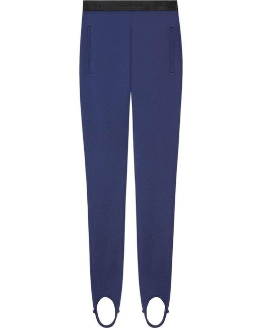 Gucci Logo Waistband Stirrup Leggings In Blue