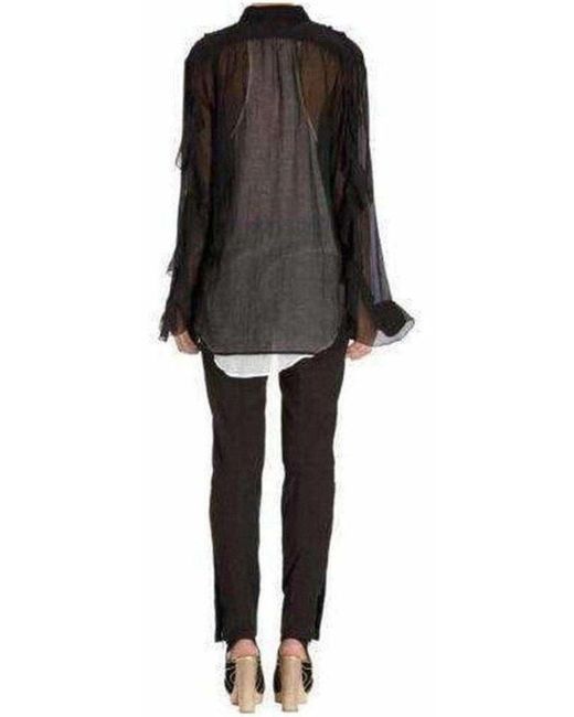 Dries Van Noten Black Ruffle Cotton Silk Blend Shirt