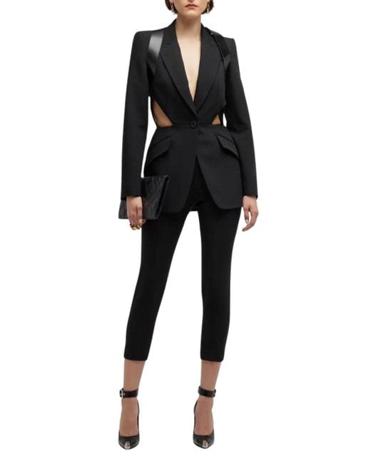 McQueen Black Single-breasted Slashed Blazer