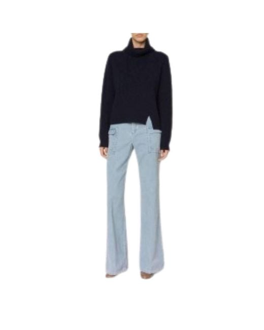 Chloé Blue Corduroy Wide Leg Trousers Pants