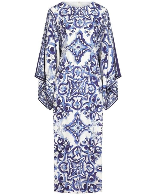 Dolce & Gabbana Blue Blu Mediterraneo Silk Chiffon Kimono Dress