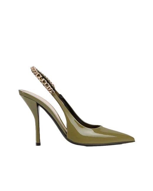 Gucci Green Double Strap Patent Leather Sandals With GG Hardware
