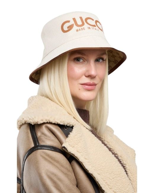 Gucci Natural Arnaud Bob Reversible Bucket Hat