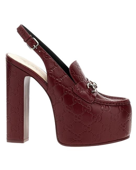 Gucci Red Ottavia GG Platform Pumps 145mm