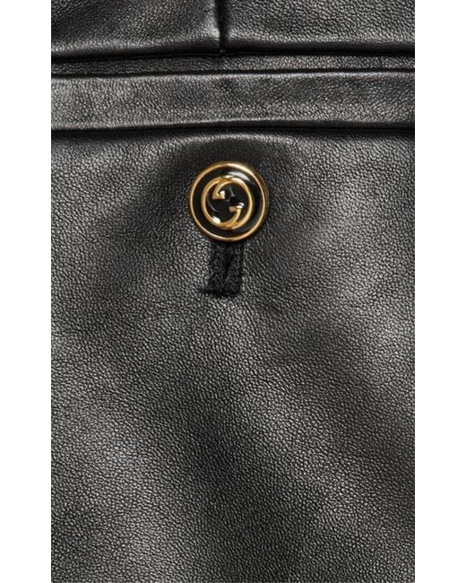 Gucci Gray Black Plonge Leather Flare Trousers