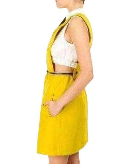 Carven Yellow Open Back Pinafore Dress