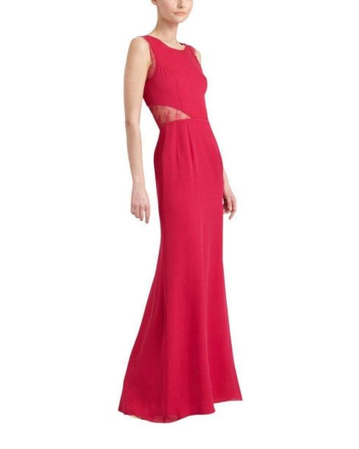 BCBGMAXAZRIA Red Karey Maxi Lace Detail Turkish Pink Dress