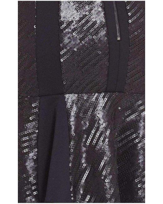 BCBGMAXAZRIA Black Noelle Fitted Sequin Flounce Dress