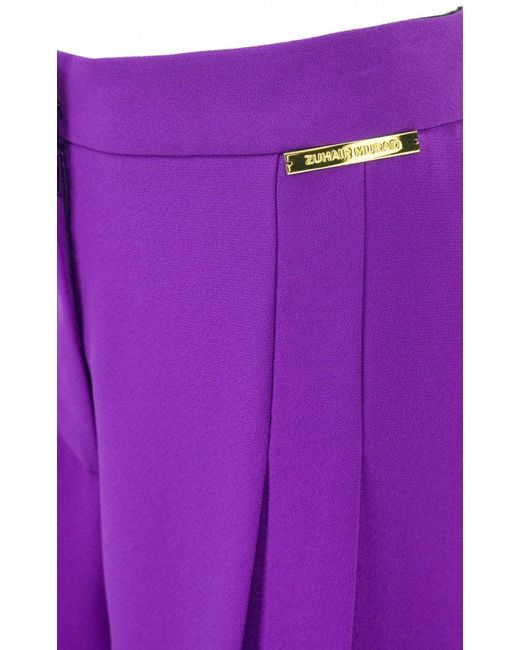 Zuhair Murad Purple Gathered Belted Blazer And Wide-leg Trousers Set
