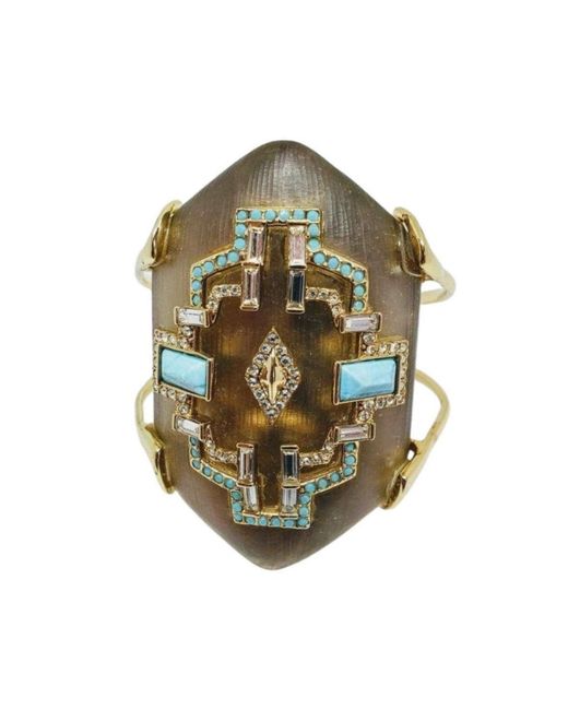 Alexis Metallic Crystal And Turquoise Cuff Bracelet