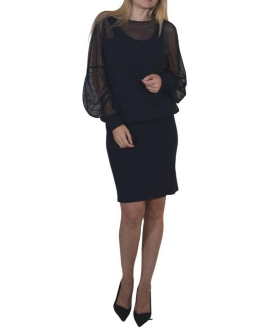 Chloé Blue Sweatshirt Cashmere Blend Dress