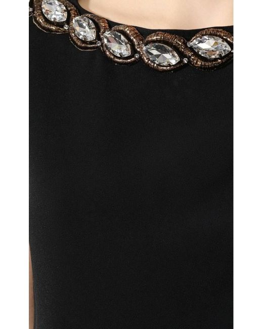 Gucci Black Crystal Embellished Draped Jersey Shift Dress