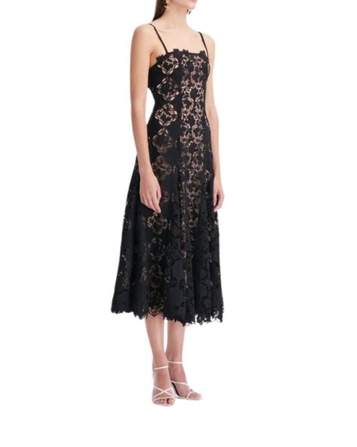 Oscar de la Renta Black Guipure Lace Midi Dress