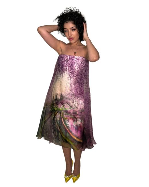 Mary Katrantzou Strapless Underwood Varro Evening Dress In Purple