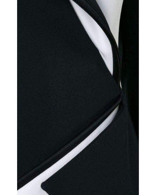 Mugler Black Bonded Monocrome Crepe Long Sleeve Mini Dress