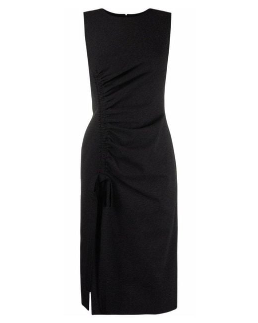 Oscar de la Renta Black Gathered-detail Shift Dress