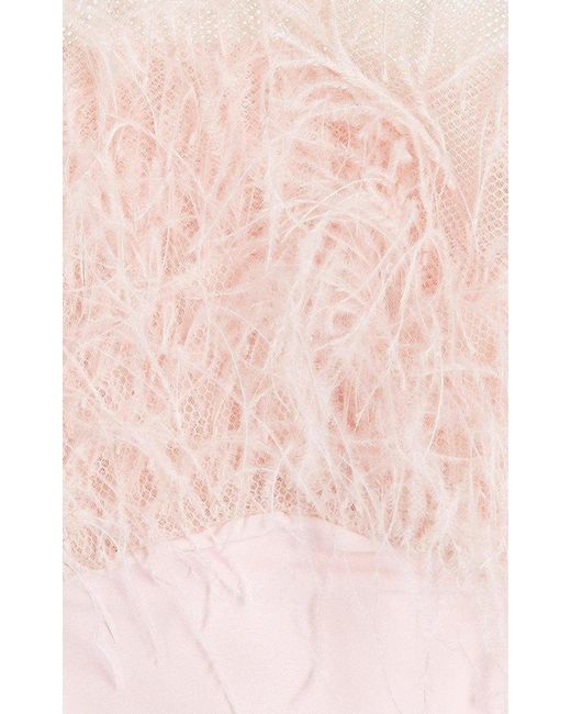 Aliétte Pink Feather Trim Off-the-shoulder Gown