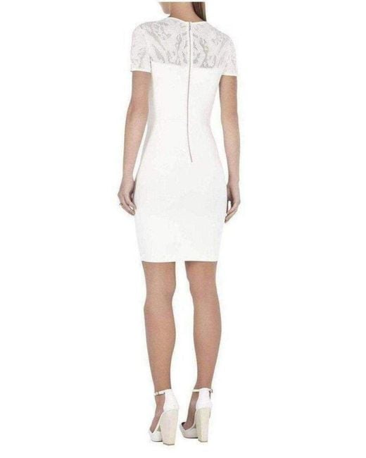 BCBGMAXAZRIA White Gardenia Myley Pointelle Detail Dress