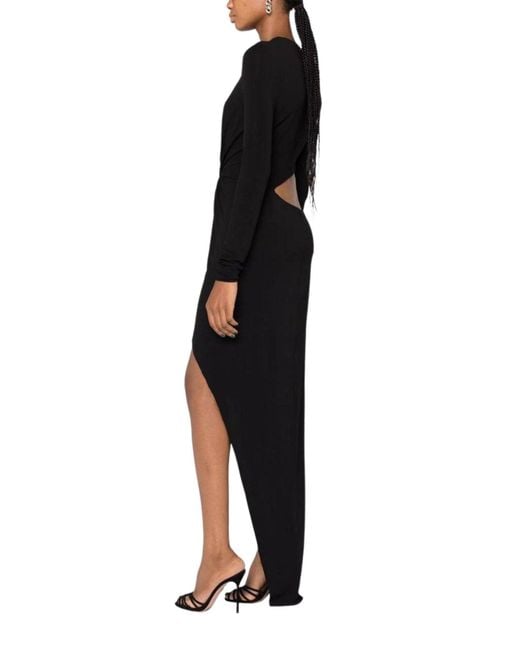 Alexandre Vauthier Black Hoop-detail Cut-out Asymmetric Dress
