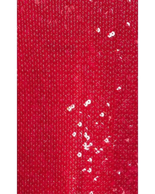 David Koma Sparkly Sequinned Red Midi Skirt