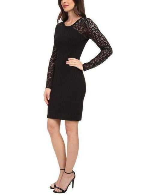 BCBGMAXAZRIA Black Jorden Lace-contrast Body-con Dress