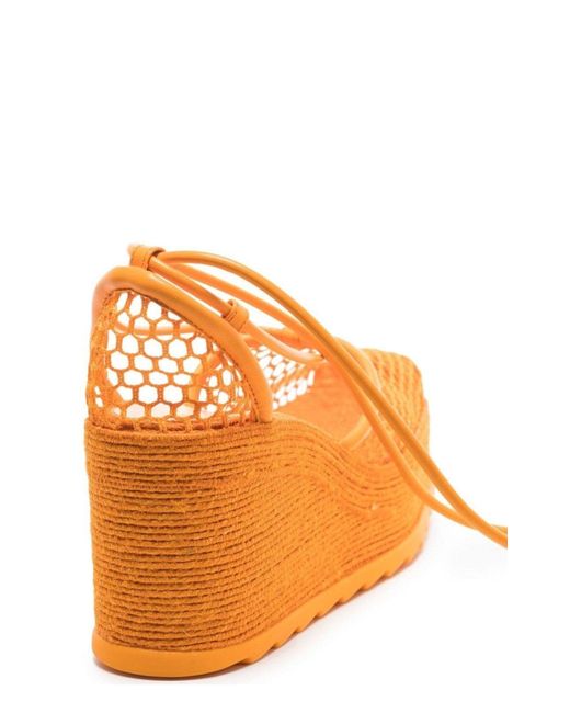 Bottega Veneta Orange Leather And Mesh Espadrilles