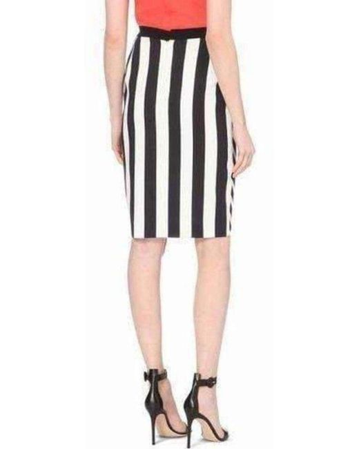 Mugler Black Striped Stretch Crepe Skirt