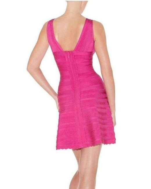 Hervé Léger Nikayla Scalloped Edge Caprice Pink Dress