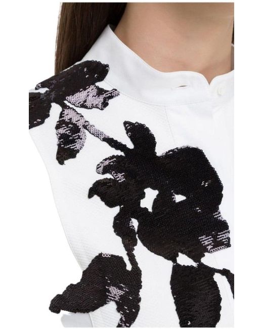 Valentino White Floral Embroidery Cotton Shirt With Tie It 40 (us 4)